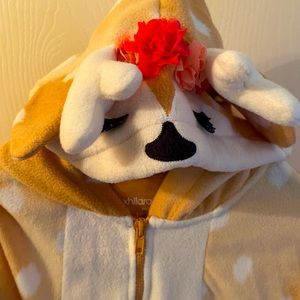Deer/giraffe one piece zip up sleeper with hood